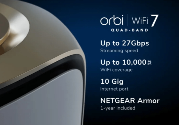 Netgear Orbi Series Quad-Band WiFi 7 Mesh System 2 Pack (RBE972S-100EUS) Discount